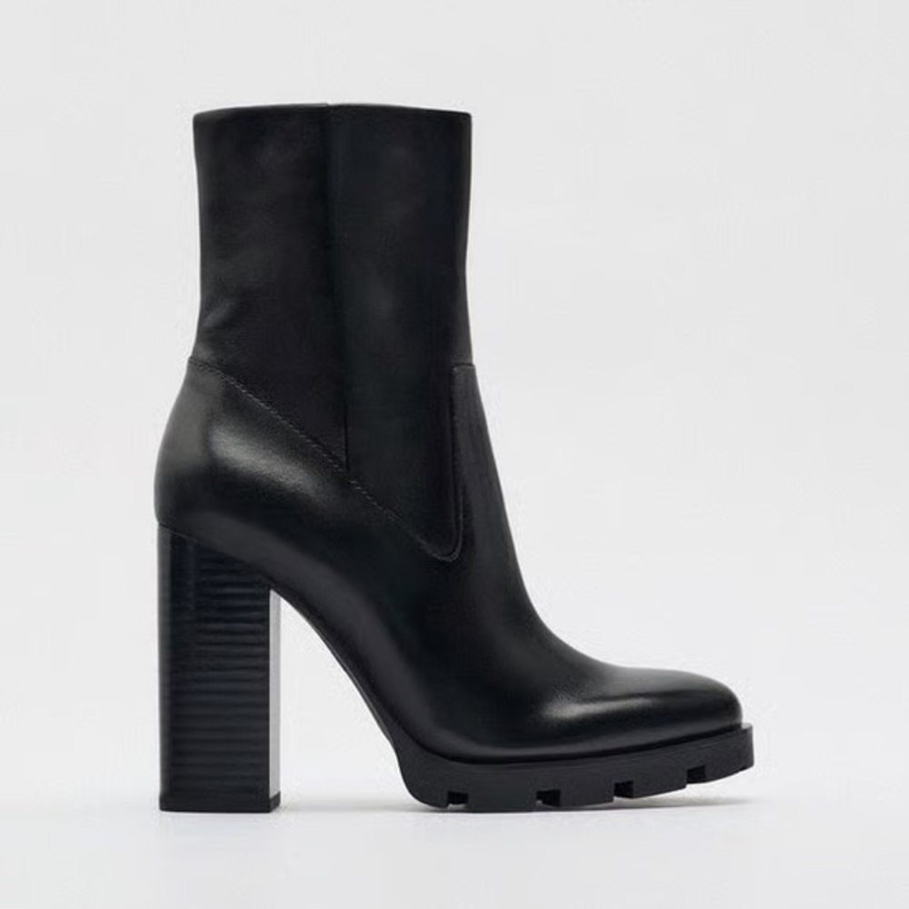 Zara Leather Lug-Sole Ankle Boot